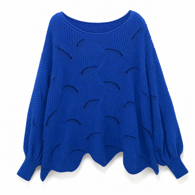 Frieda oversized tröja – hålmönstrad med rund hals