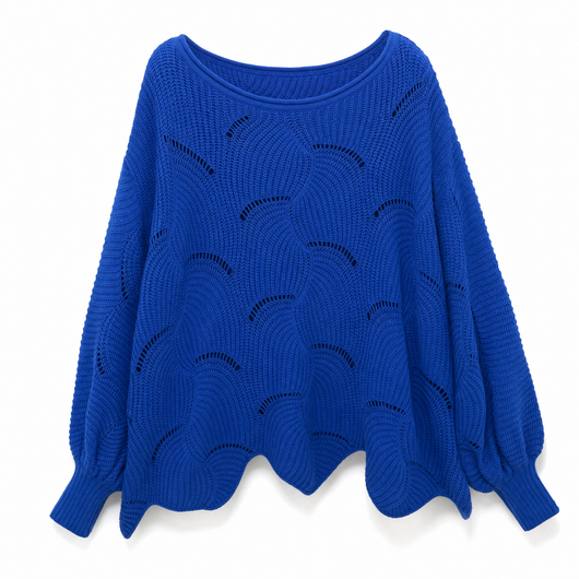 Frieda oversized tröja – hålmönstrad med rund hals