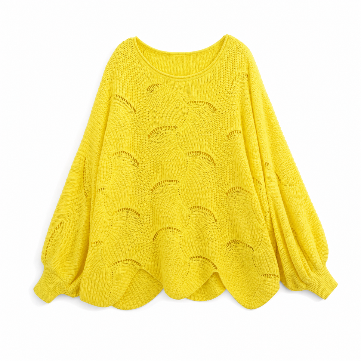Frieda oversized tröja – hålmönstrad med rund hals