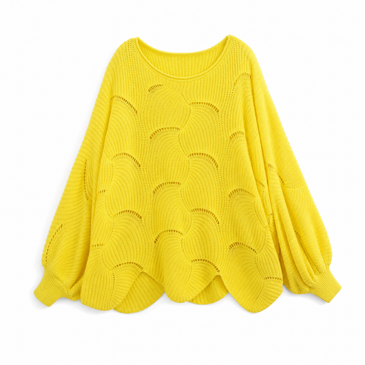 Frieda oversized tröja – hålmönstrad med rund hals