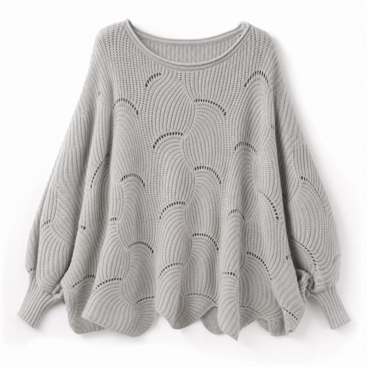 Frieda oversized tröja – hålmönstrad med rund hals