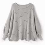 Frieda oversized tröja – hålmönstrad med rund hals