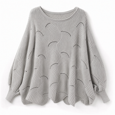 Frieda oversized tröja – hålmönstrad med rund hals