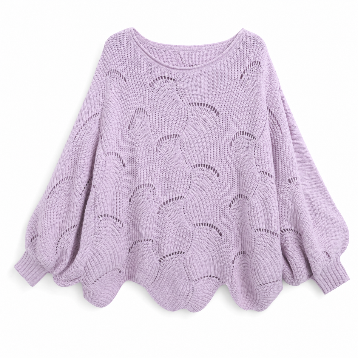 Frieda oversized tröja – hålmönstrad med rund hals