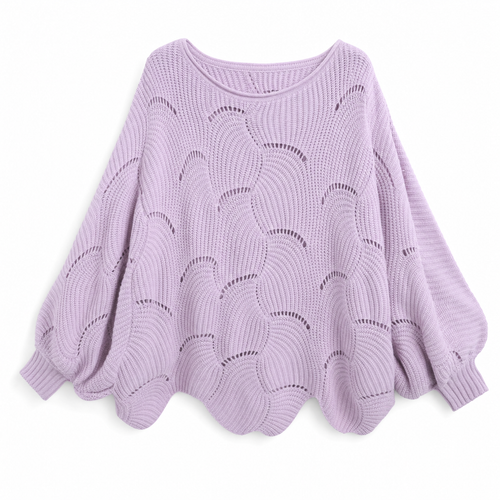 Frieda oversized tröja – hålmönstrad med rund hals