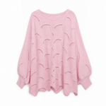 Frieda oversized tröja – hålmönstrad med rund hals