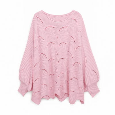 Frieda oversized tröja – hålmönstrad med rund hals