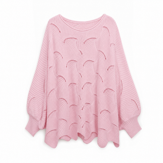 Frieda oversized tröja – hålmönstrad med rund hals