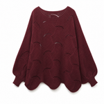 Frieda oversized tröja – hålmönstrad med rund hals