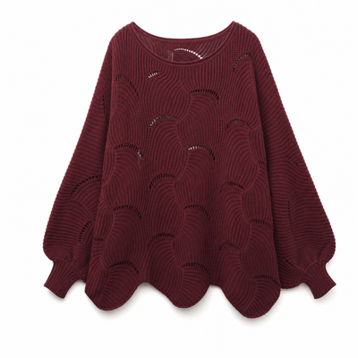 Frieda oversized tröja – hålmönstrad med rund hals