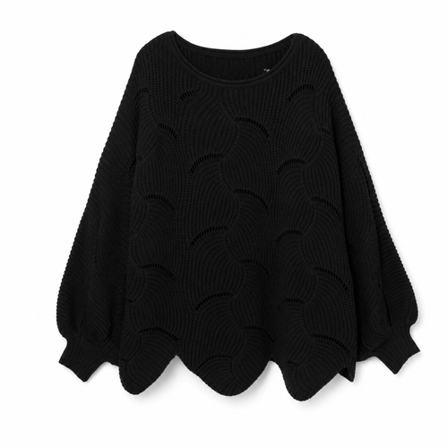 Frieda oversized tröja – hålmönstrad med rund hals