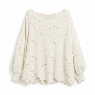 Frieda oversized tröja – hålmönstrad med rund hals