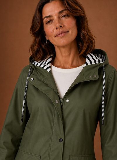 Trenchcoat med huva – smal linje