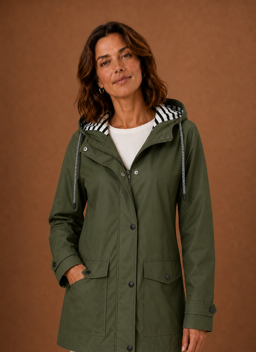 Trenchcoat med huva – smal linje