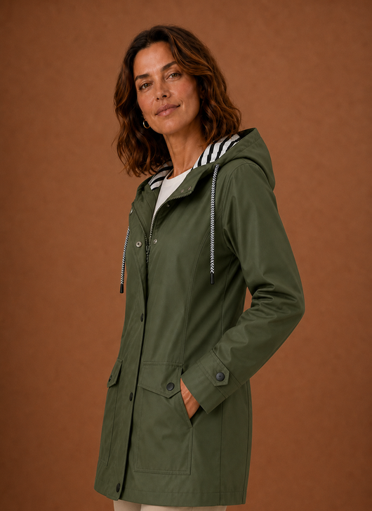 Trenchcoat med huva – smal linje