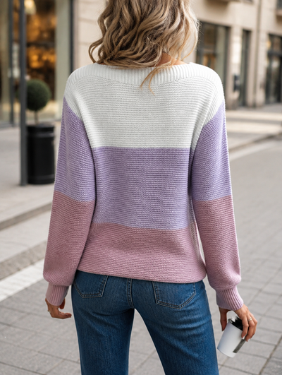 Lena trefärgad patchworktröja