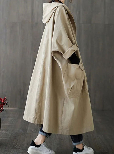 Clara trenchcoat med huva med fickor