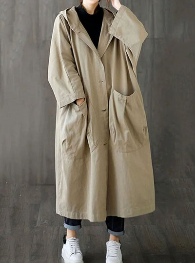 Clara trenchcoat med huva med fickor