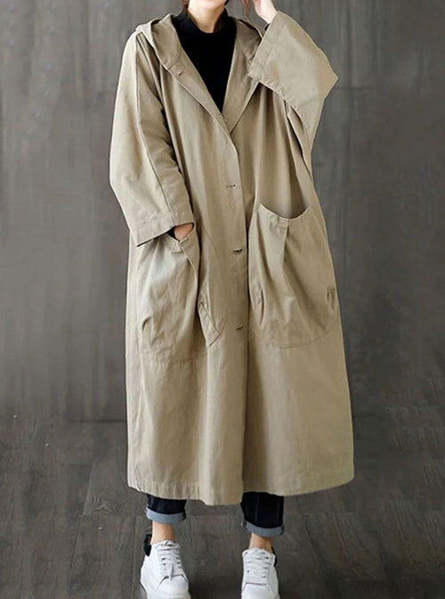 Clara trenchcoat med huva med fickor