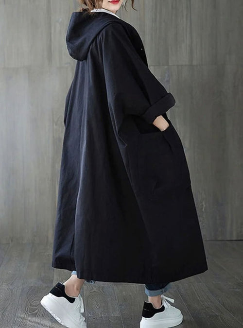 Clara trenchcoat med huva med fickor