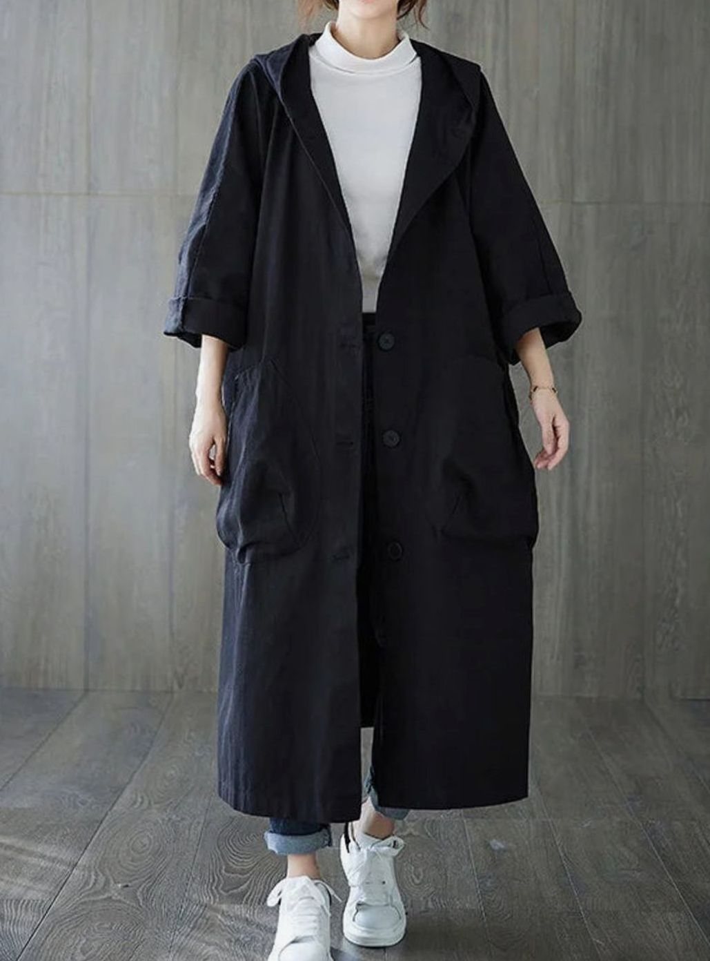 Clara trenchcoat med huva med fickor