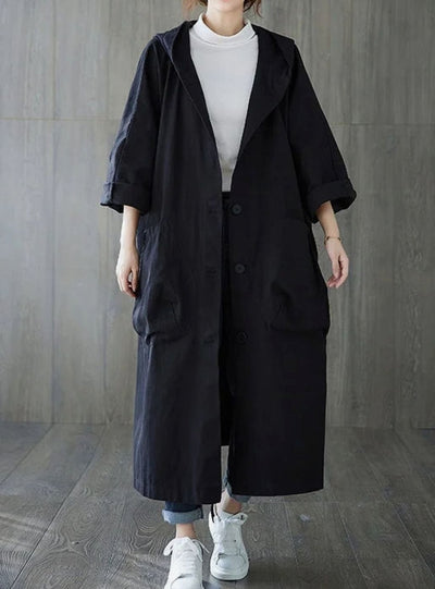 Clara trenchcoat med huva med fickor