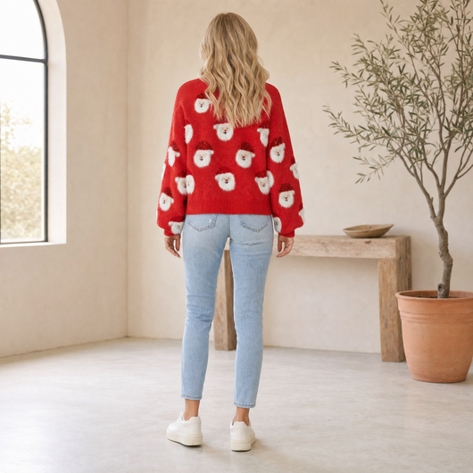 Lena jultröja – oversized med tomtemönster
