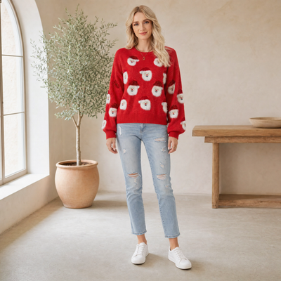 Lena jultröja – oversized med tomtemönster