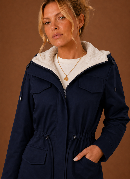 Parka med huva och fleecefoder