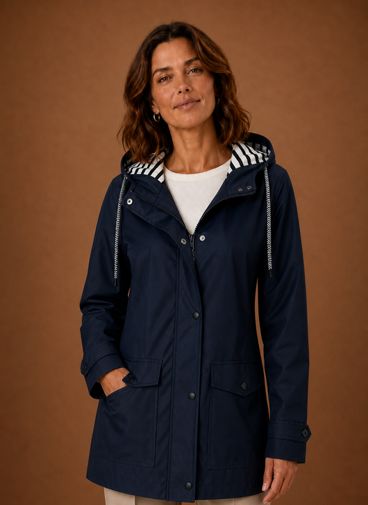 Trenchcoat med huva – smal linje