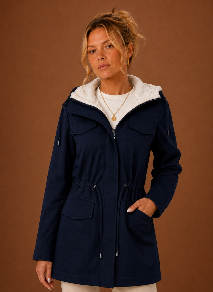 Parka med huva och fleecefoder
