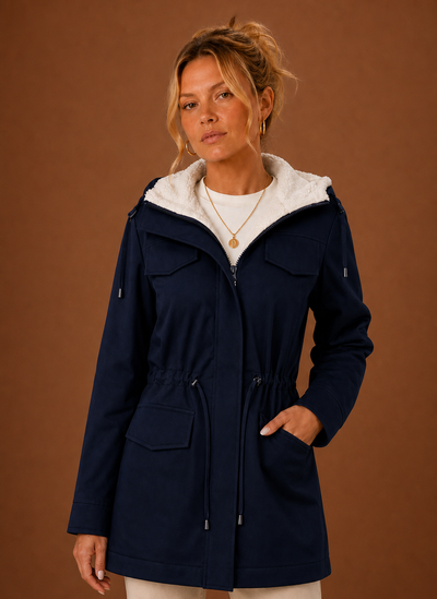 Parka med huva och fleecefoder