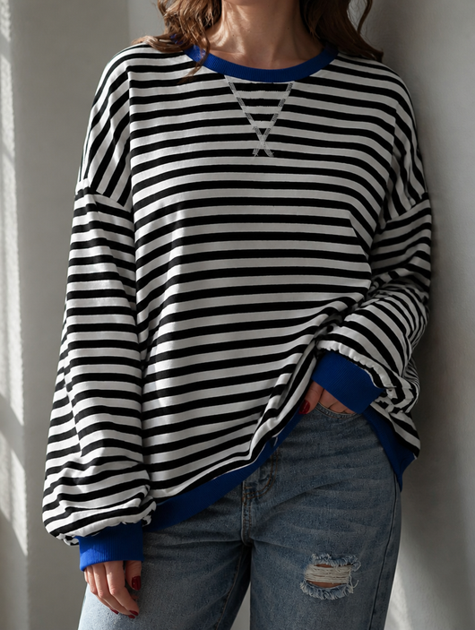 Poppy oversizad sweatshirt med ränder
