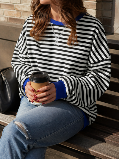 Poppy oversizad sweatshirt med ränder