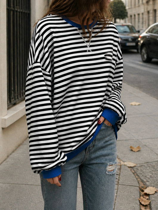 Poppy oversizad sweatshirt med ränder