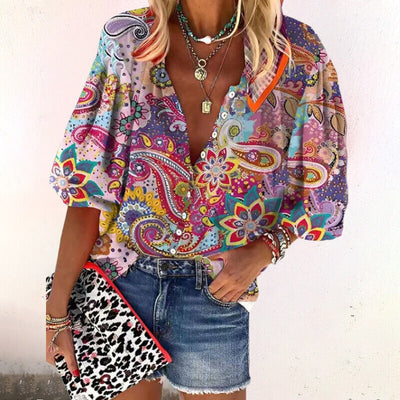 Isla blus med v-ringning