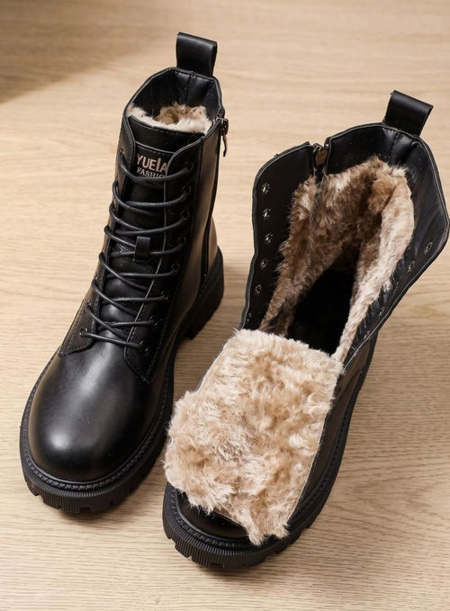 Elfriede boots i läder med fodrad