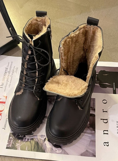 Elfriede boots i läder med fodrad