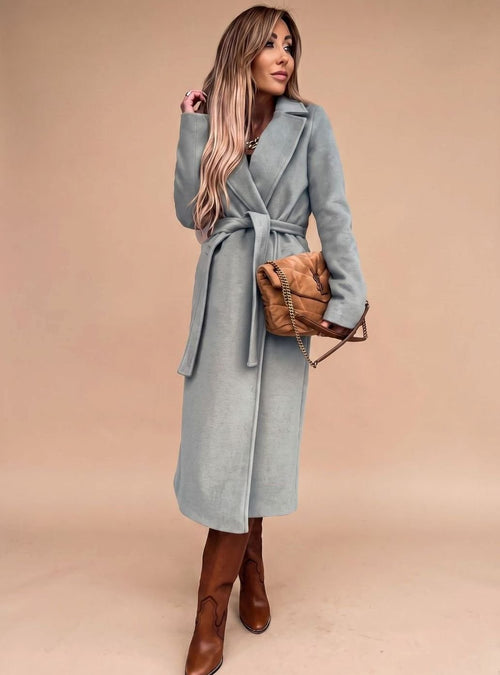 Charlotte elegant lång trenchcoat med knytskärp