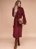 Charlotte elegant lång trenchcoat med knytskärp