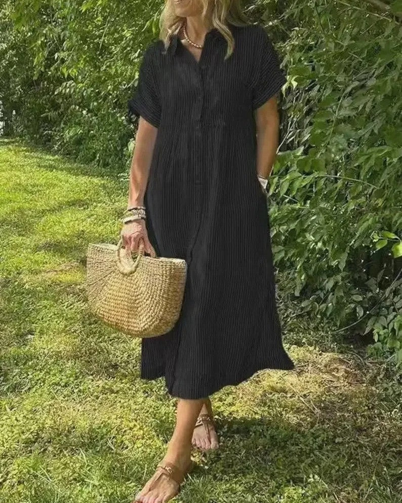Megan midiklänning med ränder