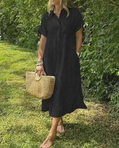 Megan midiklänning med ränder