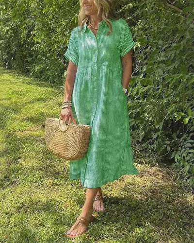 Megan midiklänning med ränder