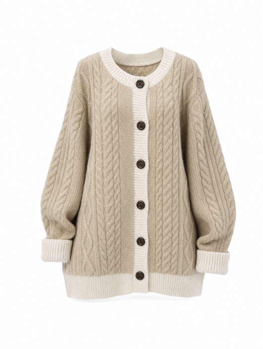 Wiltrud kabelstickad kofta – oversized