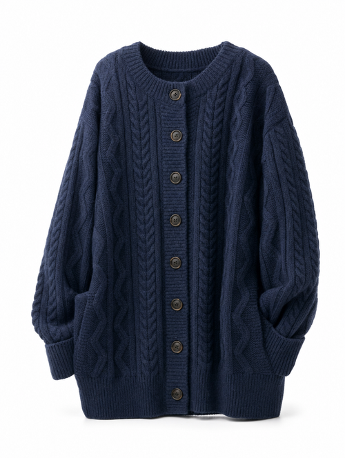 Wiltrud kabelstickad kofta – oversized