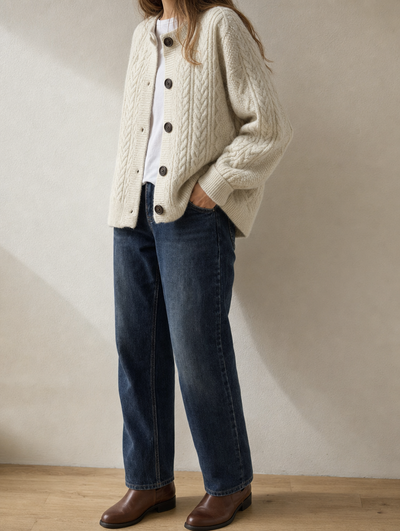 Wiltrud kabelstickad kofta – oversized