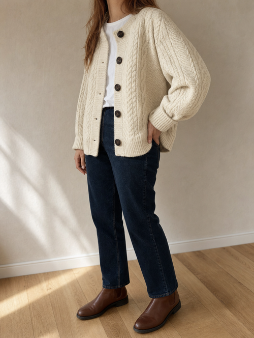 Wiltrud kabelstickad kofta – oversized