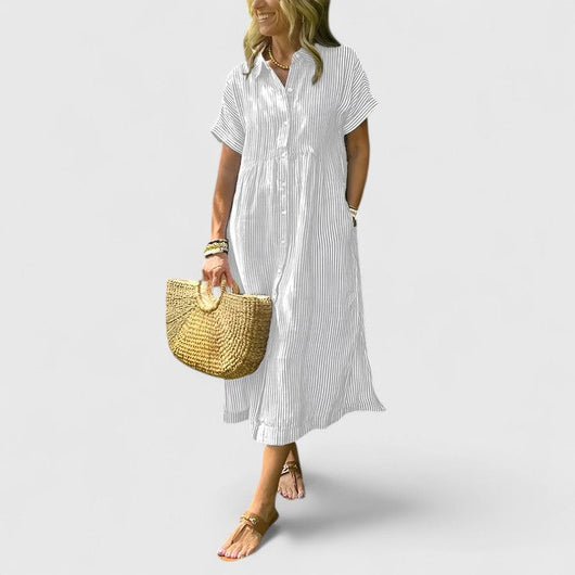 Maja midiklänning med ränder