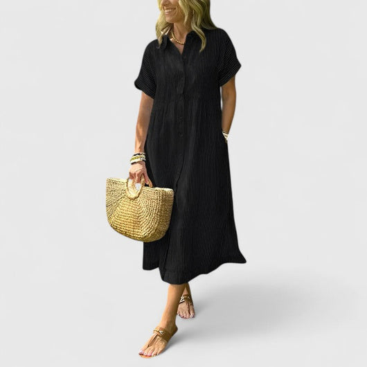 Maja midiklänning med ränder